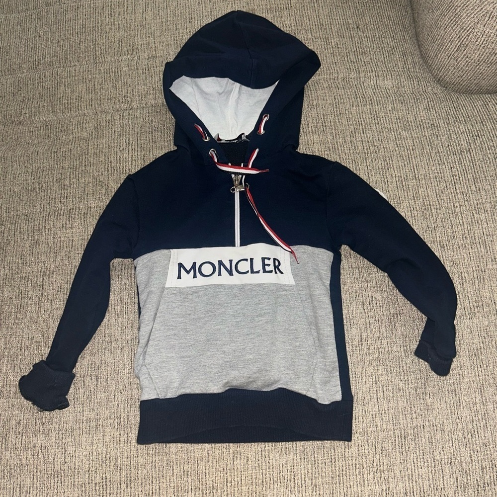 Moncler Kids' Hoodie in Navy and Gray - Picture 1 of 8